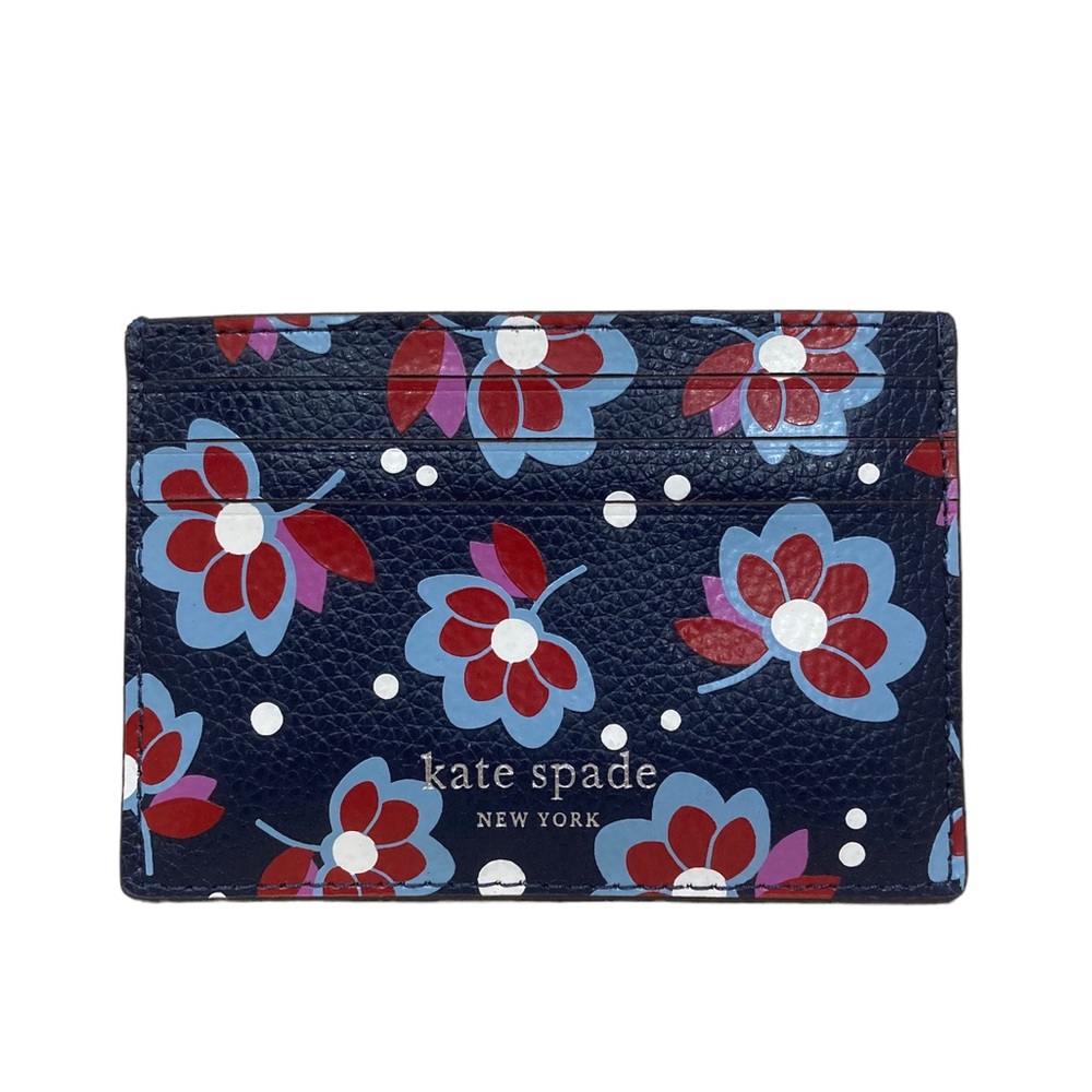 NWT Kate Spade Blue Floral Eva Seaside Blooms Small Slim Card Holder Wallet